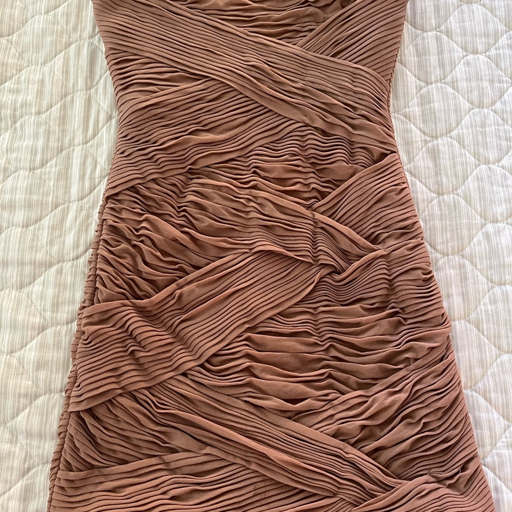 BCBGMaxAzria Textured Nude Mini Dress